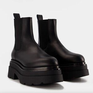 NEW Alexander Wang Carter Chelsea Platform Bootie Black Leather 37